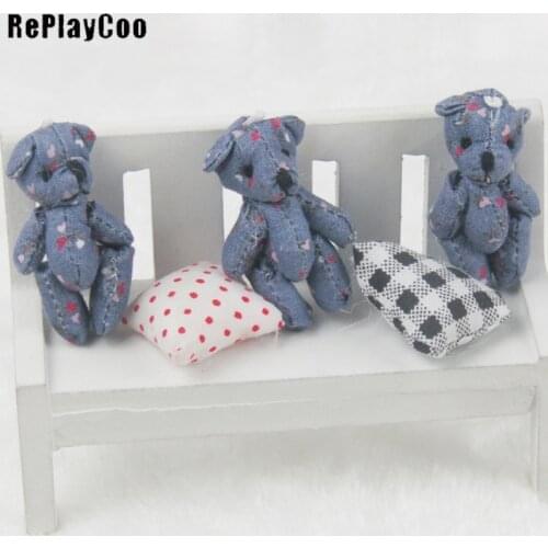 100PCS/LOTMini Teddy Bear Stuffed Plush Toys Small Bear Stuffed Toy 4.5 cm Blue BearsPendant Kids Toys Birthday Gifts GMR041