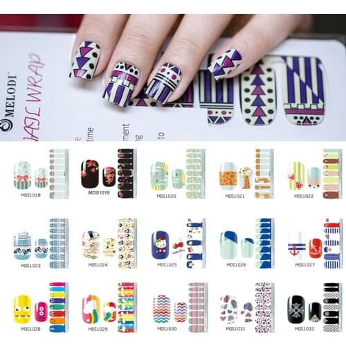 1Blatt/Lot 15 Choose Nail Wraps stripe Black And White Point Flower Image Nail Art Full Sticker for nails japanese manicure