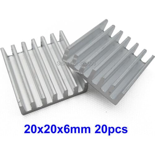 20pcs, 20x20x6mm, Extruded Aluminum heatsink, IC Chip VGA Memory Routers Northbridge Southbridge CMOS radiator