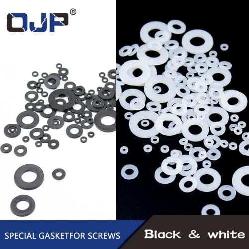 20Pcs DIN125 ISO7089 M2 M2.5 M3 M4 M5 M6 M8 M10 White Black Plastic Nylon Washer Plated Flat Spacer Seals Washer Gasket Ring