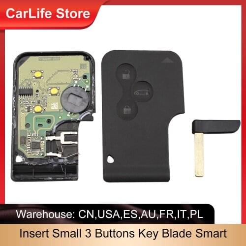 3 Button with Insert Small key blade Smart Card for Renault Megane Scenic
