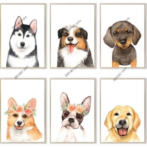 Cartoon Floral Dog Diamond Embroidery Full Round DIY 5D Diamond Painting Mosaic Cross Stitch Kits Kids Bedroom Home Decoration