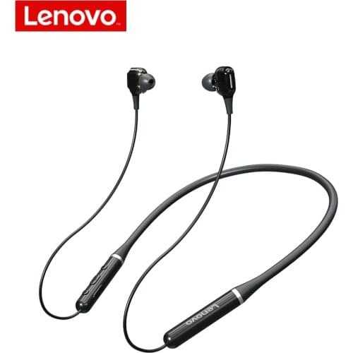 Lenovo Dual Dynamic Neckband Wireless Headphones Bluetooth 5.0 Sports Earphone HD Call Stereo Headset IPX5 Waterproof With Mic