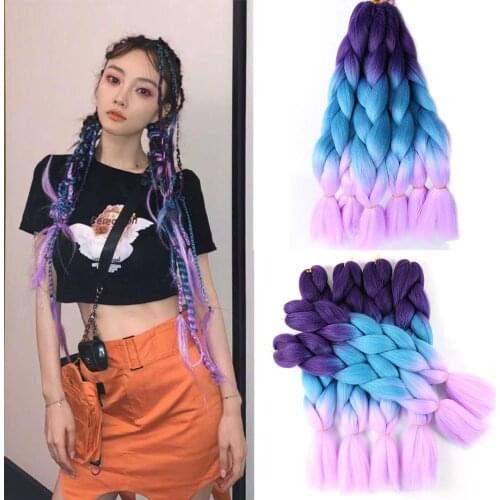 Synthetic Jumbo Braids Hair 100g 24 inch High Temperature Fiber Jumbo Brading Ombre Crochet Braiding Hair Extensions
