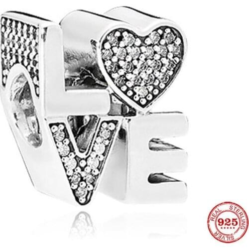 Hot Sale 925 Sterling Silver Letter Love Beads Forever Charm Fit Original Pandora Charm Bracelet DIY Jewelry Lover Gift