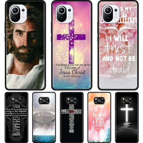 Phone Case For Mi 10T 9T 11X 11 Pro Ultra 10S 10 9 Lite 9 SE Black Soft Bumper Caso Silicone Bible Jesus Christ Christian Cross