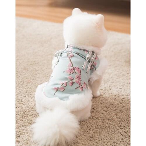 Puppy two-legged clothes dog Lamei Spring Festival Tang suit Teddy Pomeranian padded bear cat pet winter thick