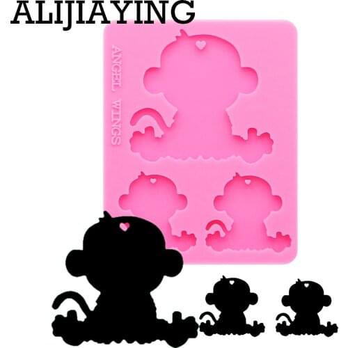 DY0123 shiny Monkey family mama/baby silicone mold DIY craft keyring pendant for women girl trinket fashion jewelry keychains
