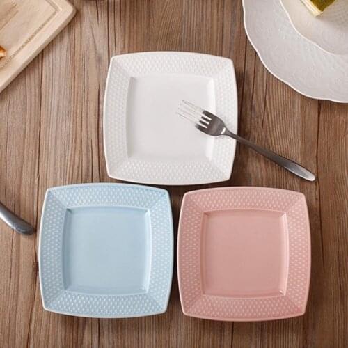 Modern Style Elegant Bone China Dessert & Fruit Plates Set (3 pcs) with Engaving Pattern for Dinner Party / Buffet