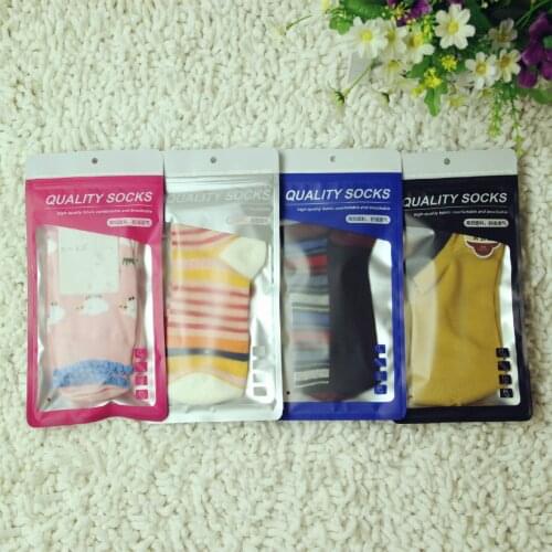 Ferimo 100pcs Socks Packaging bags zip lock storage bag plastic pouch black/Light Grey/pink/blue small package wholesale