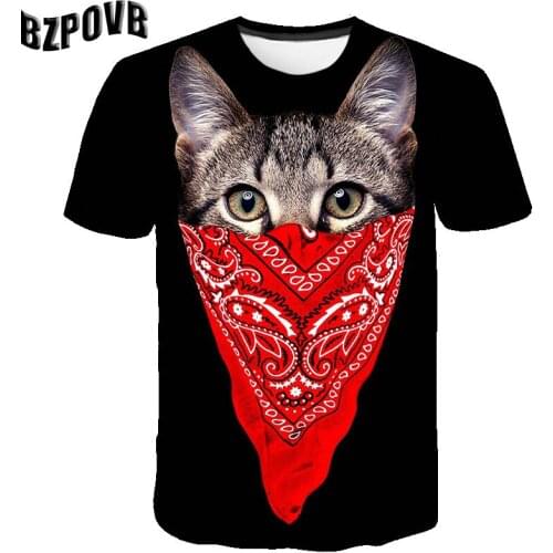 Boys Animal Cat Print Clothes Girls 3D Funny T-shirt Casual Costume Children 2020 Summer Clothing Kids Tees Baby Tshirts