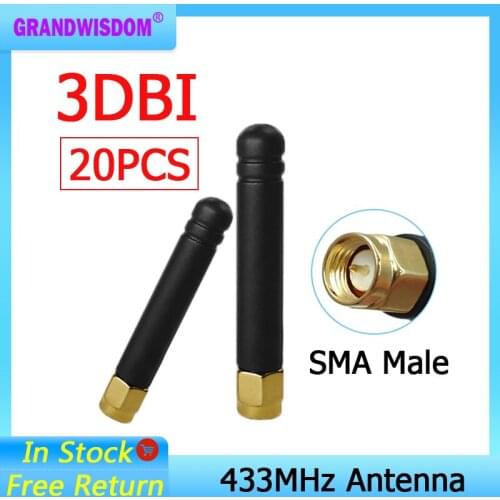 20pcs 433MHz Antenna 3dbi SMA Male Connector 433 MHz Directional Antena Small Size Waterproof Antenne for Lorawan watermeter