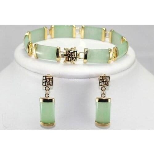 Hot! noble natural jade link bracelet ( 7.5 ") + earrings