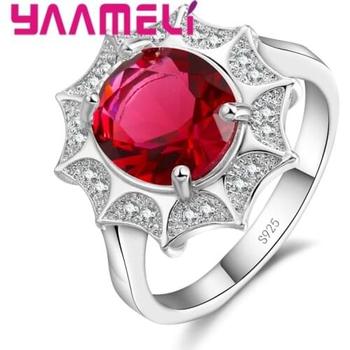 Luxury Romantic Style 925 Sterling Silver Ring Flower Series Colorful Sun Flower Masquerade Wedding Jewelry For Women