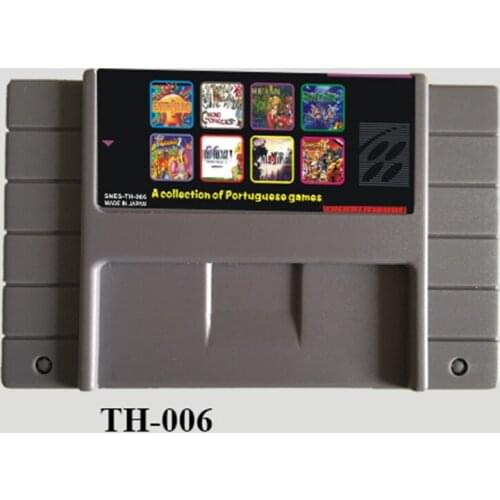 Portugal 8 In 1 Game Collection 16 Bit Big Gray Game Card For NTSC USA Game Console