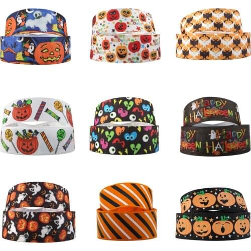 1"(25mm)/22mm Halloween Printed Grosgrain Ribbon Gift Wrapping DIY Sewing Wrapping Art Sewing Bow-knot Crafts Home,5Yc1331