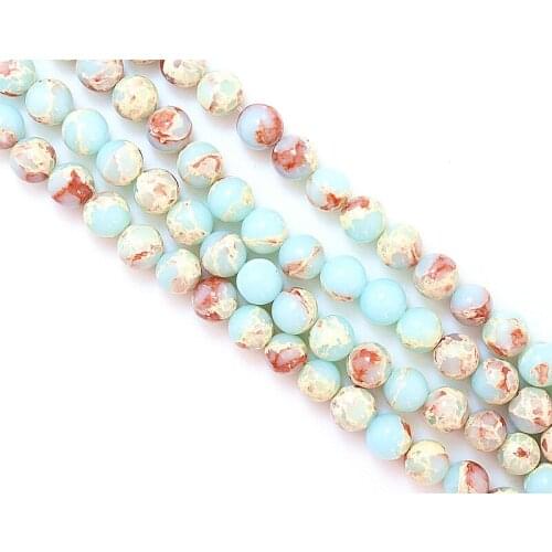 Round ShouShan Stone Beads Snakeskin Blue Stone Suitable For Jewellery Bracelet And Necklace 4/6/8/10/12mm