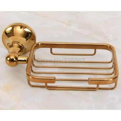 Solid Brass Wall Mounted Gold Color Brass Bathroom Soap Basket New Bath Soap Dish Holders Bathroom Accessory Lba885