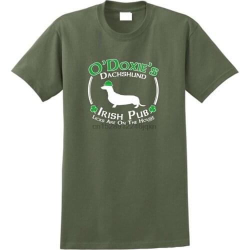 Summer The New Fashion MenS Crew Neck Short Sleeve Design T Shirts St Patricks Day Dog Dachshund Doxie Irish Pub Sign