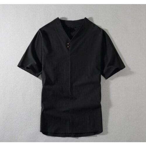 Summer Men loose style vintage large size T-shirt Short Sleeve Tees oversize 7XL 8XL 9XL v-neck linen tshirt 60 62 64 66 68 60