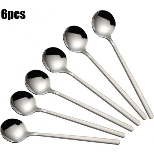 Pack Of 6 Stainless Steel Spoon Long Handle Dessert Tea Spoon Kitchen Accessorie High Quality 2021 New