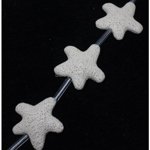 Mini. order is $7! 38~42mm Natural White Volcanic Lava Stone Starfish Star Spacer Loose Beads 15"