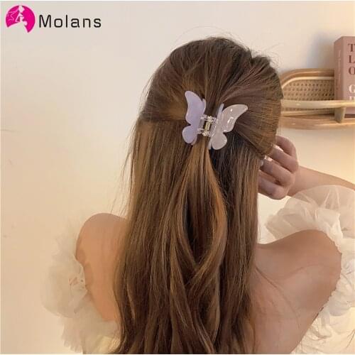 Molans Butterfly Hairpin Women Hair Clips Hair Claw Clamps Girls Solid Color Hairgrip Barrettes Fashion 2021 Hair Accessories