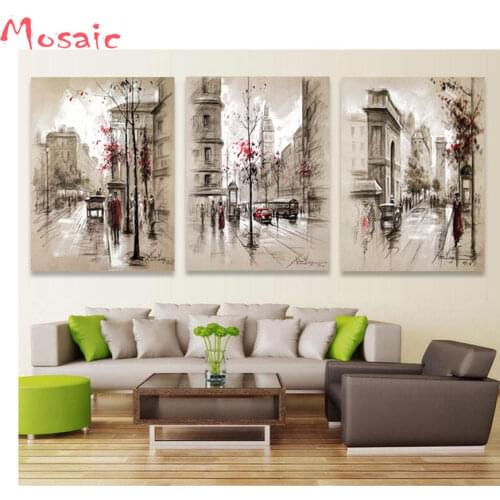 3pcs City Street Modern Picture The Modular diamond mosaic full square diamond embroidery crafts diamond painting cross stitch