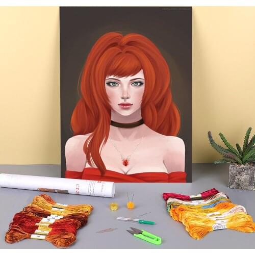 Cartoon Girl Woman Pre-Printed 11CT Cross-Stitch Complete Kit Embroidery DMC Threads Handiwork Painting Knitting Sales