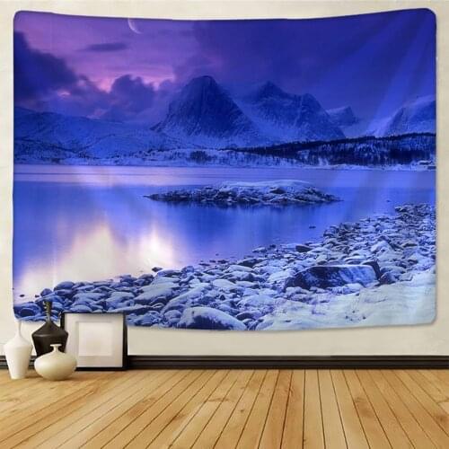 Lakes in The Snow Tapestries Throw Bohemian Psychedelic Moon Sun Wall Hanging Beach Towel Art Tapestries Dorm Home Decor Woven