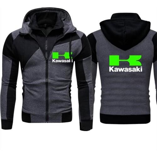 2021 Autumn New Style Kawasaki Motorcycle Logo Men Hoodie Harajuku Sweatshirt Sportswear Man Fleece Warm Zip Hoody Men Clothing