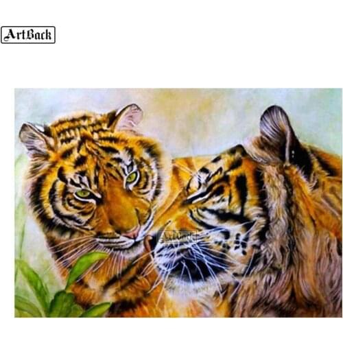 New 5d diy diamond painting two tiger pattern full square diamond embroidery animal rhinestone diamond mosaic gift