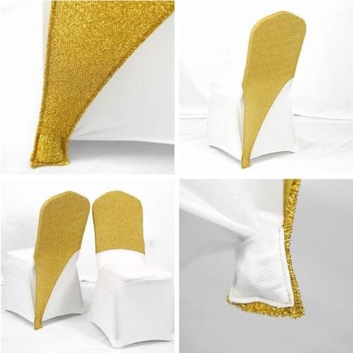 2020 New Design Sequin Chair Cap Hood For Spandex Chair Cover Wedding Event Party Decoration