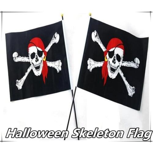 New Style Wholesales Halloween Square bar decorated skeleton flag waving flag banner size Pirat 30*45cm