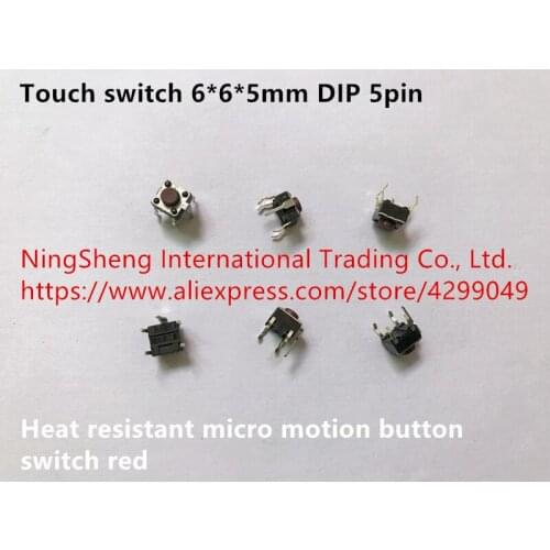Original new 100% touch switch 6*6*5mm directly inserted 5pin heat resistant micro motion button switch red