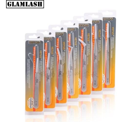 VETUS SA Series Tweezers False Eyelashes Extension Tweezers Stainless Steel Hyperfine Antimagnetic Eyebrow Volume Lash Tweezers