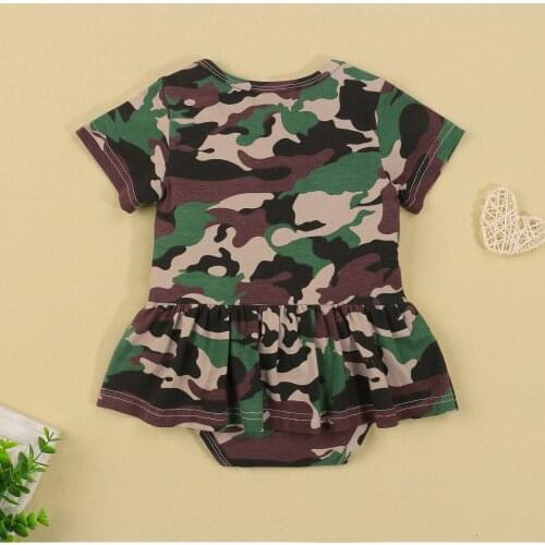 Romper dress newborn Fashion Summer Baby Girl Camouflage Romper Dress with Ruffles Short Sleeve O-neck Short Jumpsuit for Summer