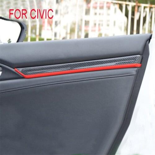 Fit For Honda Civic 2016 2017 2018 10TH Generation ABS plating Car Interior Door Panel Decoration Strips Trim Cover 4Pcs/set