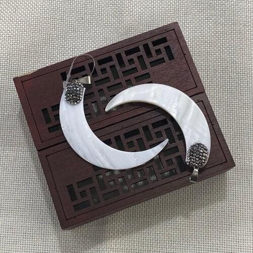 Luxury Diamond Shell Pendant Crescent Shape Ladies Necklace Bracelet Earring Jewelry Accessories Wholesale Handmade DIY Gift