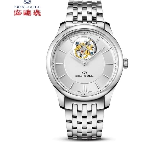Seagull Tourbillon Watch Mens Manual Mechanical Watch Simple Steel Band Business Watch Chinese Luxury Brand Watch 816.12.8800