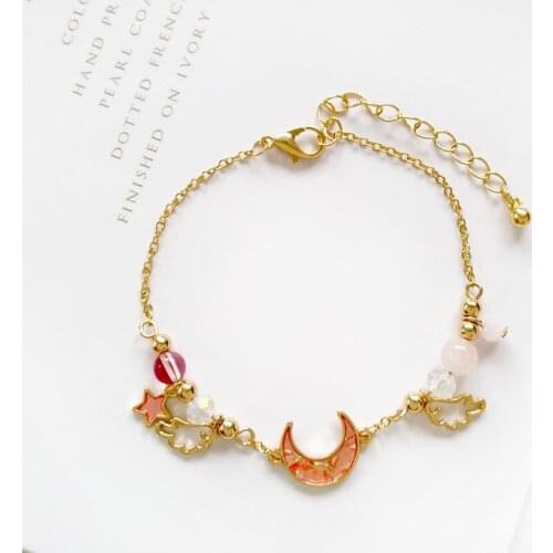 Japanese and Korea Trendy Jewelry Cute Moon Star Romantic Wing Bracelets Bangles For Women Good Gift