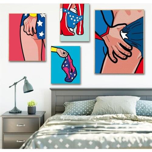 Marvel Funny Superhero Cartoon Sexy Creative Art Decoration Kiss Canvas Paintings Wall Art Print Pictures for Bedroom Hoom Decor
