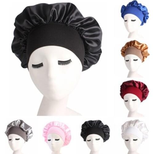 Womens Satin Solid Sleeping Hat Night Sleep Cap Hair Care Bonnet Nightcap For Women Men Unisex Cap bonnet de nuit Newly