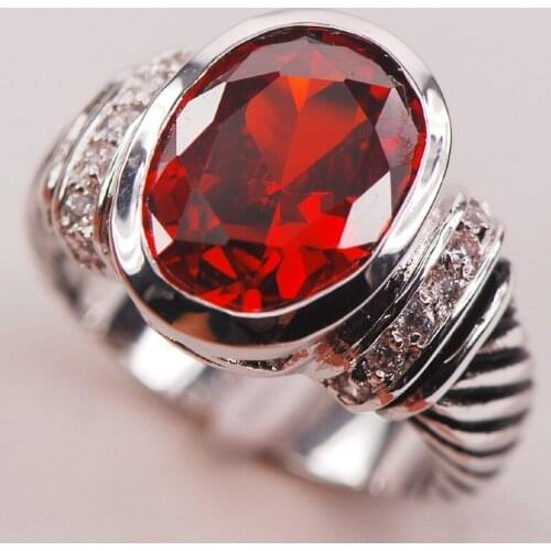 Garnet Fashion 925 Sterling Silver Woman Ring Size 6 7 8 9 10 F626 Fashion Wholesale Jewelry Free Shipping