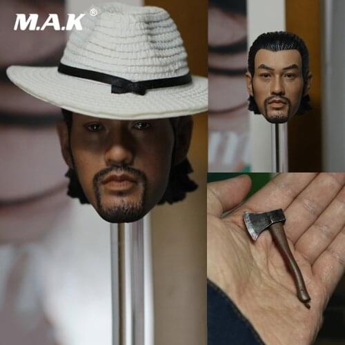1/6 Scale Male Head Sculpt Kung Fu Danny Kwok Kwan Chan Rogue Scorpion Mix with Hat and Ax Model Toys for 12'' Man Figure