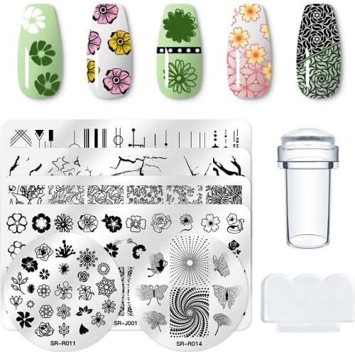 1 Set Nail Art Stamp Plate Leaf Flower Dreamcatcher Snowflake Geometry Lace Nail Polish Print Jelly Stamper Scrapper Tool