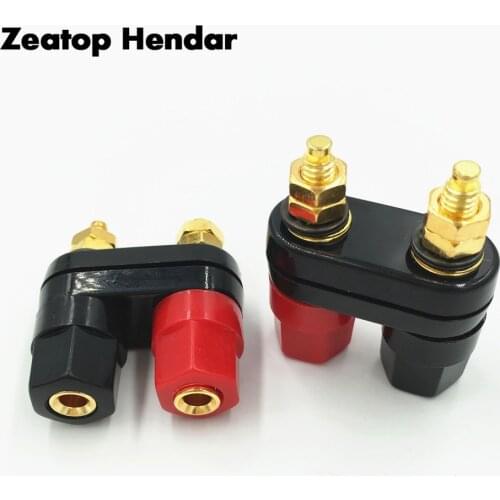1Pcs Dual 2 Way Banana Plug Couple Terminals Red Black Connector Amplifier Terminal Binding Post Banana Speaker Adapter