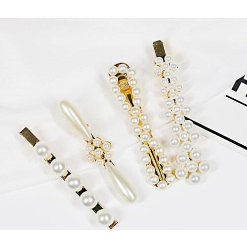 1pc Simple personality Pearl Metal Hairclips Retro Word Clip Women Hair Clip Hairpin Hair Accessories