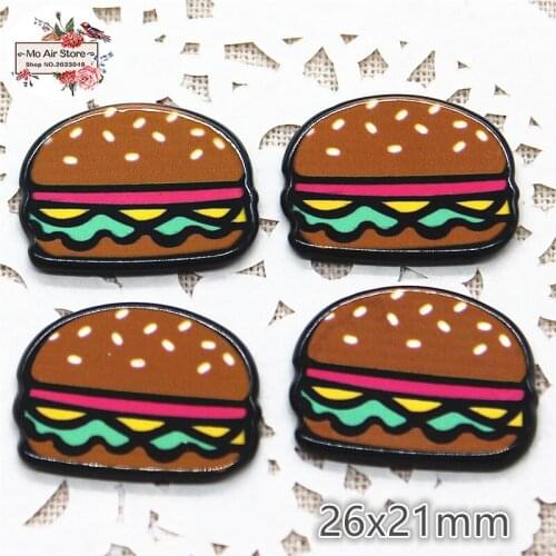 10pcs Resin planar kawaii hamburger flat back Art Decoration Charm Craft DIY hair bow center accessories