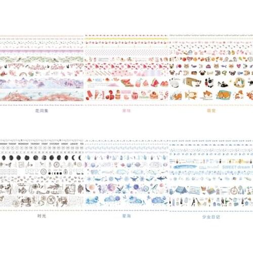 10pcs Animal Flower Washi Tape Japanese Paper Stickers Scrapbooking Adhesive Stationery Tapes
